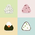 Four types of onigiri. Rice balls Japanese cuisine