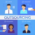 Four types of outsoursing Royalty Free Stock Photo