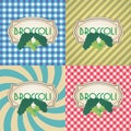 Four types of retro textured labels for broccoli eps10