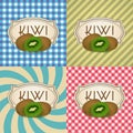 Four types of retro textured labels for kiwi products eps10