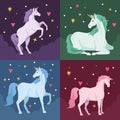 four unicorns fairy animals