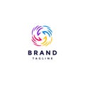 Four Rotating Colorful Hands Logo Design