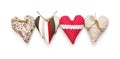 Four valentine hearts on the white background