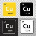 Four variations of copper element symbols with different background colors and transparency Royalty Free Stock Photo