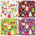 Four Vector Flat Merry Christmas Patterns Set Royalty Free Stock Photo