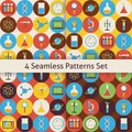 Four Vector Flat Seamless Science and Education Patterns Set wi Royalty Free Stock Photo