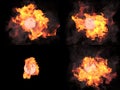 Four versions. Sphere in fire