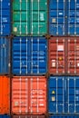 Four vertical rows of shipping containers Royalty Free Stock Photo