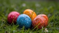 Colorful Easter Eggs Hidden in the Grass Royalty Free Stock Photo