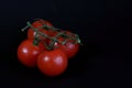 Four vine tomatos isolated on black background flat lay Royalty Free Stock Photo