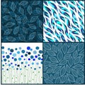 Four Vintage leaf Seamless Pattern set