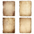 Four vintage paper sheets with torn edges Royalty Free Stock Photo