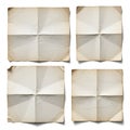 Four vintage paper sheets with visible creases and aged texture Royalty Free Stock Photo