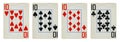 Four Vintage Playing Cards Isolated on White Background Royalty Free Stock Photo