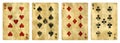 Four Vintage Playing Cards Isolated on White