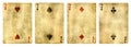 Four Vintage Playing Cards Isolated on White Royalty Free Stock Photo