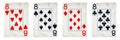 Four Vintage Playing Cards Isolated on White