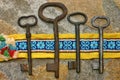 Four vintage rusty keys Royalty Free Stock Photo