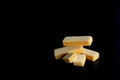 Four wafer on black background with copy space Royalty Free Stock Photo