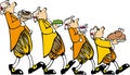 Four waiters yellow Royalty Free Stock Photo
