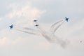 Four war jet planes in sky Royalty Free Stock Photo