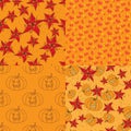 Four warm seamless pattern with floral elements Royalty Free Stock Photo