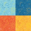 Four Weather Icon Pattern Tiles