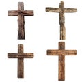 Four Weathered Wooden Crosses