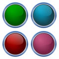 Four Web buttons, glossy empty buttons