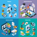 Four Webinar Isometric Icon Set