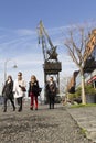 Four well dressed ladies walking on Puerto Madero boulevard Buenos Aires Argentina