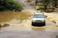 Four wheel car cross the river Royalty Free Stock Photo