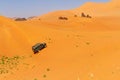 A four-wheel drive car on the desert. Algeria, Sahara, Africa