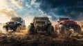 Four-wheel drive off-road vehicles on a muddy road Royalty Free Stock Photo