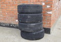 Four wheel drive. Rubber tires. Summer rubber set for the car Royalty Free Stock Photo