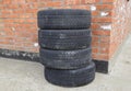 Four wheel drive. Rubber tires. Summer rubber set for the car Royalty Free Stock Photo