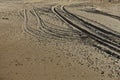 Four wheel drive tracks in soft sand Royalty Free Stock Photo