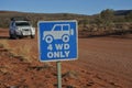 Four wheel drive vehicle driving on a 4 WD only road during a road trip in central Australia red center outback