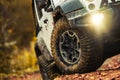 Four Wheel Drive Vehicle Off Road Tires Close Up Royalty Free Stock Photo