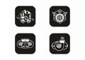 Four white on black automotive icon badge