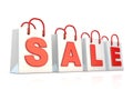 Four, white shopping bags with word SALE. 3D Royalty Free Stock Photo