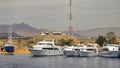 Four white yachts in the Red Sea. Egypt Royalty Free Stock Photo