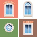 Four windows over stucco background Royalty Free Stock Photo