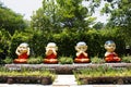 Four wise novices statue for thai people and foreign travelers visit travel in garden park of Wat Don Khanak temple at