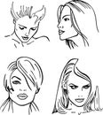 Four women outlined faces ()