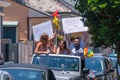 Four women in parade in Trans Black Lives Matter demonstration in French Quarter Royalty Free Stock Photo