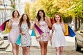 Four Women with Shopping Bags Royalty Free Stock Photo