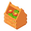 Four wood beer pack icon, isometric style