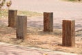 Four wood posts