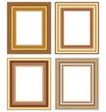 Four wooden carved frames on white